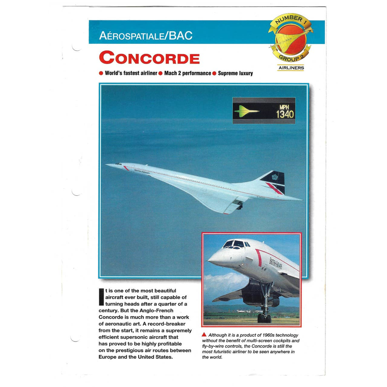 Vintage Aerospatiale BAC Concorde Supreme Luxury Airliner No. 1 Group 2 Jet Rare