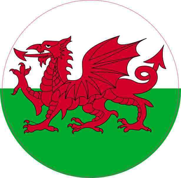 4x4 Circle Wales Flag Sticker Vinyl Country Decal Flags Vehicle Bumper Stickers