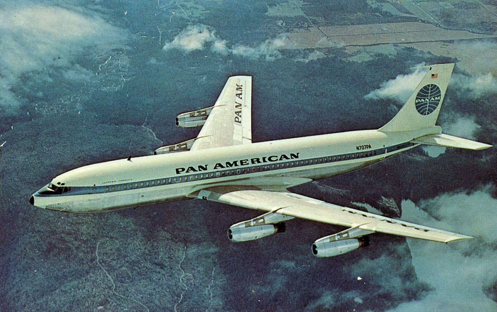 PAN AM / PAN AMERICAN  AIRLINES  B-707  AIRPORT / AIRCRAFT  # 6  BACKS DEFFERENT