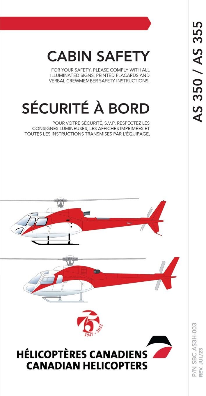 Safety Card Eurocopter/Airbus AS350 / AS355 (rev JUL/23)