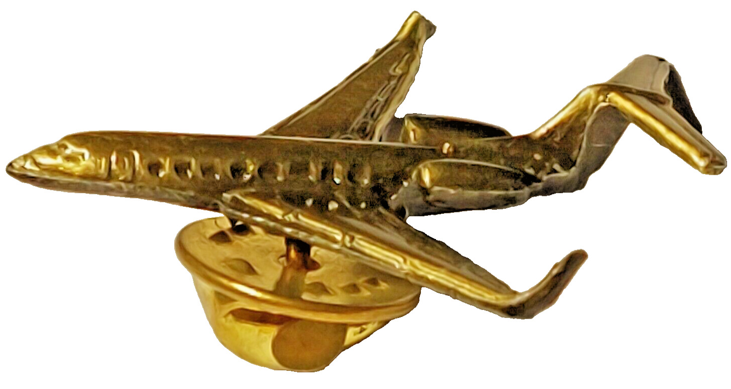 Aircraft Commercial Passenger Jet Gold Toned Lapel Pin