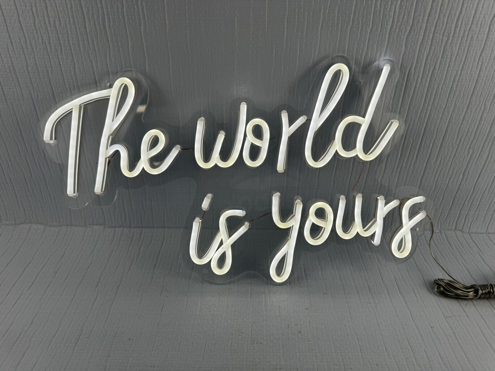THE WORLD IS YOURS Neon Sign Handcraft Wall Decor Beer Sign Man Cave White