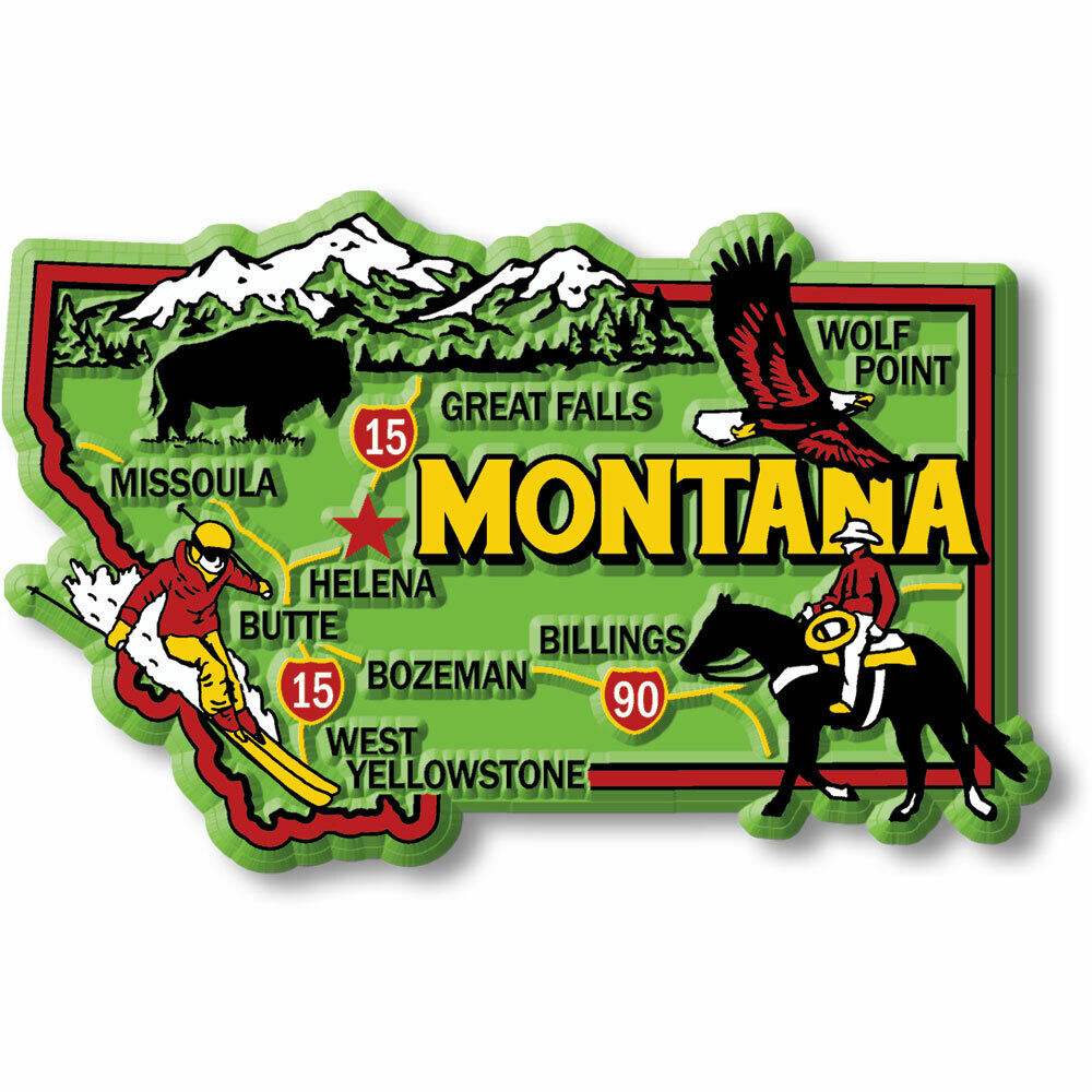 Montana Colorful State Magnet by Classic Magnets, 3.5\