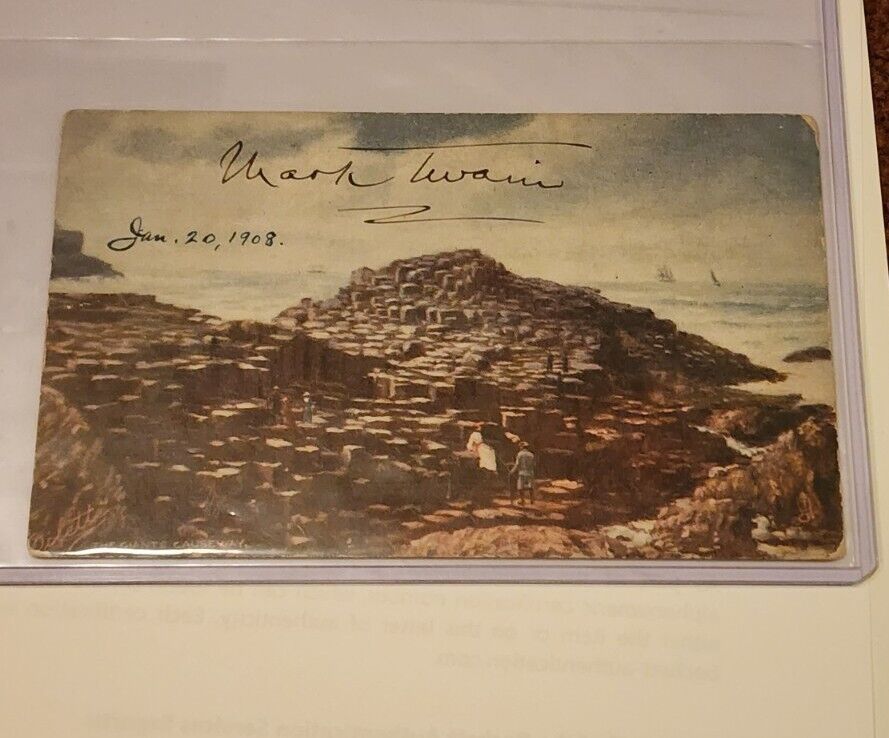 Rare Mark Twain Double Signed Postcard PSA DNA Beckett BAS Autograph Auto Author
