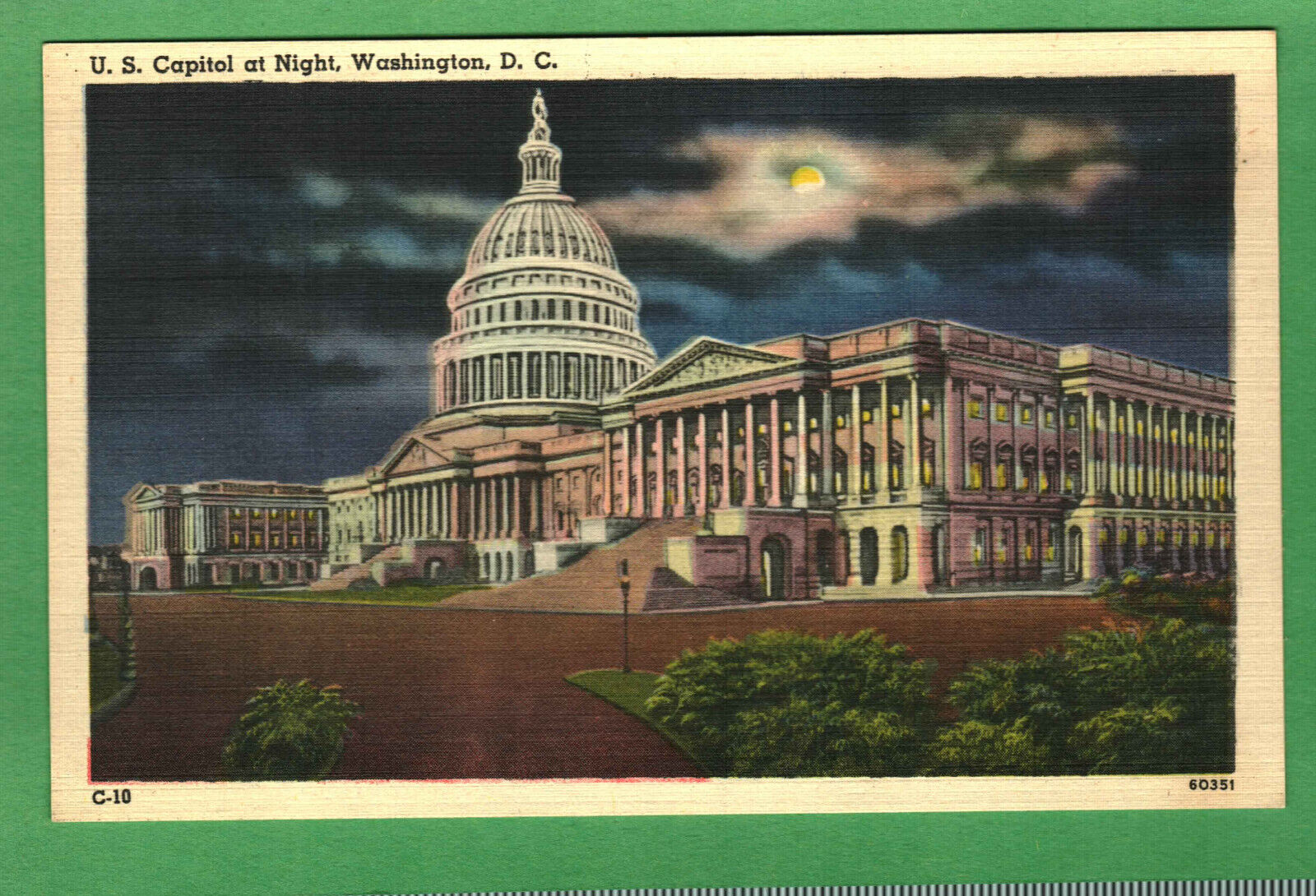 Postcard U. S. Capitol Building At Night Washington D. C.