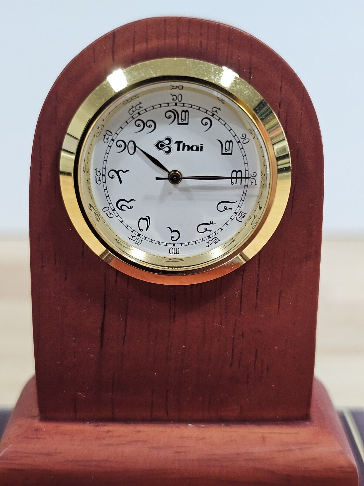 Vintage ICONIC Thai Airways Cargo Wood Mantle Clock Thai Style Numbers Gift