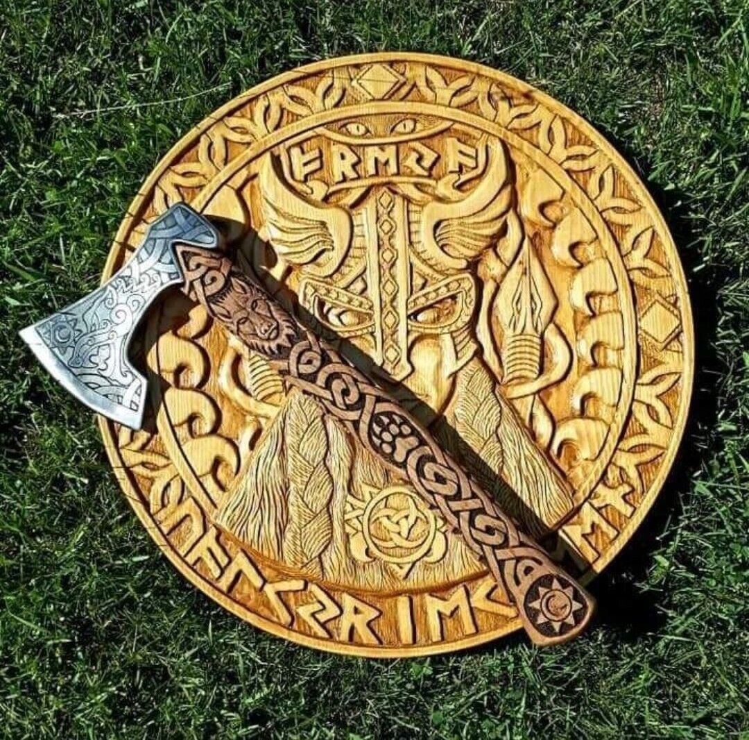 Odin axe  and sheild Wooden Shield , best vikings gift