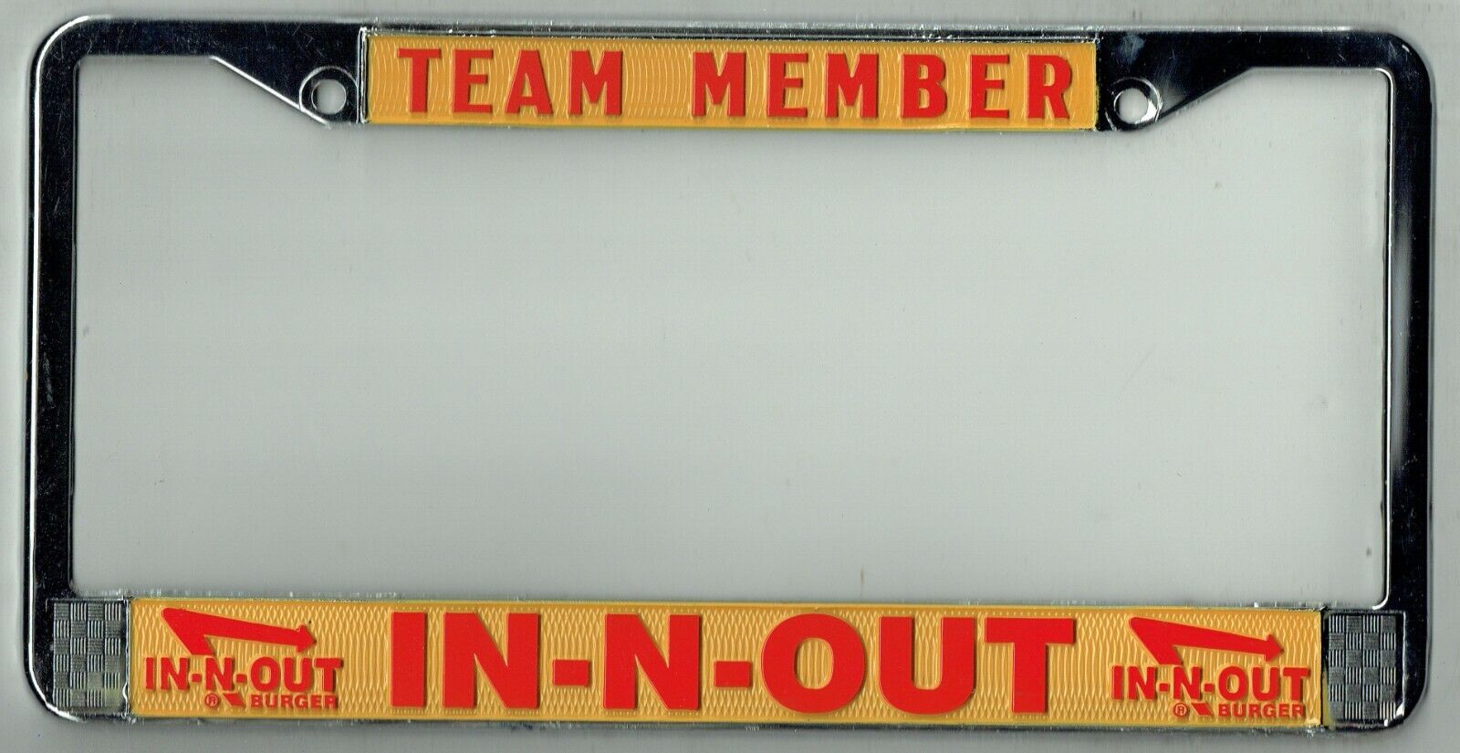 In-N-Out Burger Vintage California TEAM MEMBER - EMPLOYEE License Plate Frame