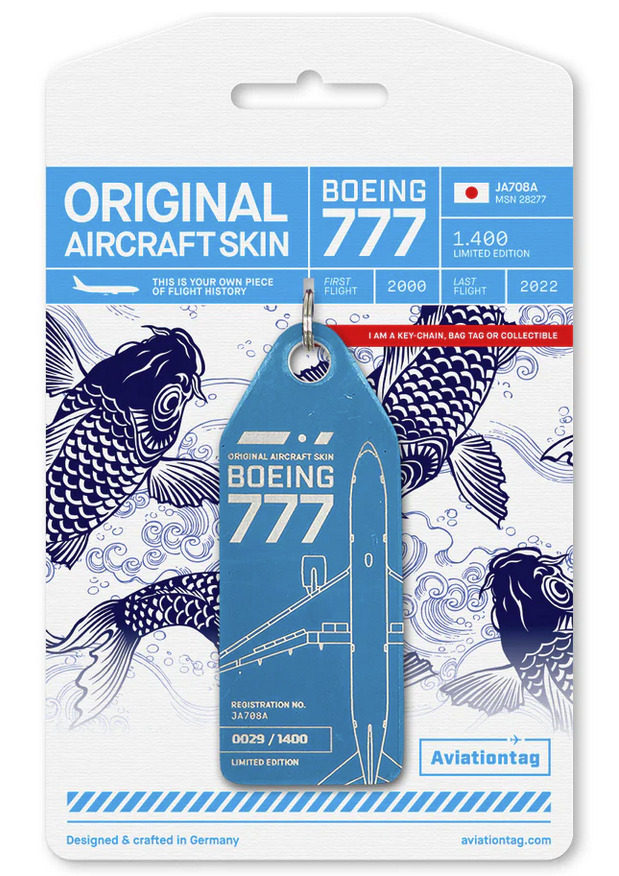 Aviation Tag ALL NIPPON AIRWAYS - ANA - B777 JA708A Light Blue - DAY Dialable Number