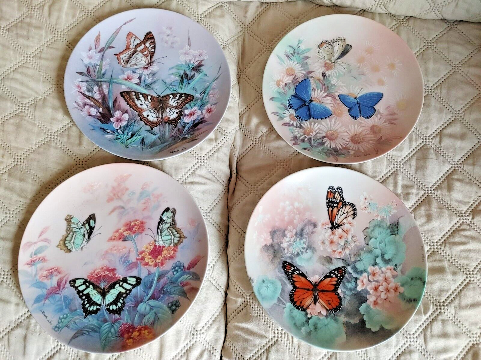 Set 4 Butterfly Collector Plates Bradford Exchange Lena Liu Gossamer Wings RARE