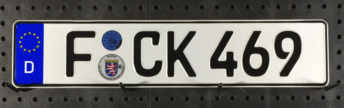 Frankfurt German License Plate with Registration Seal
