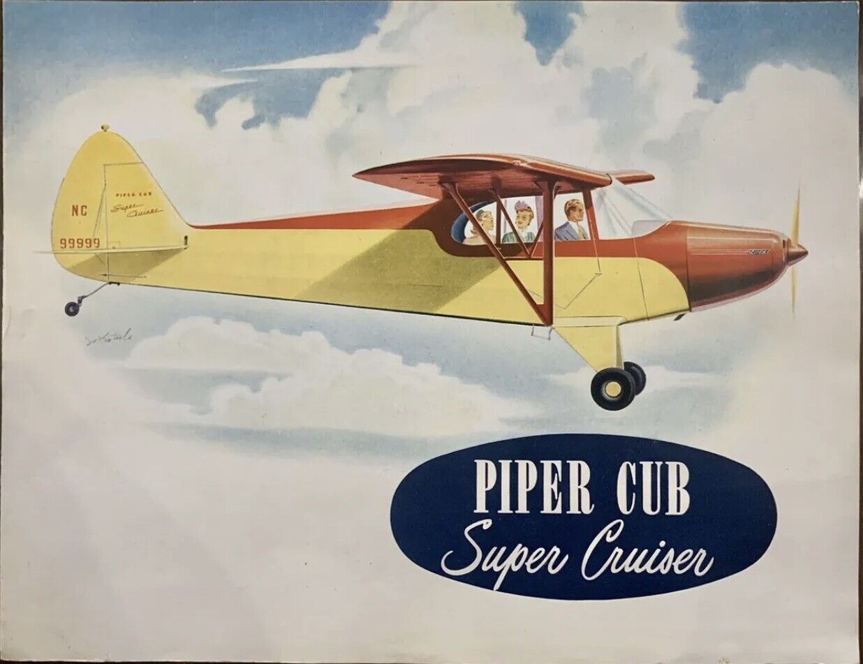 1946 Piper Cub Super Cruiser Airplane Aircraft Vintage Original Sales Brochure