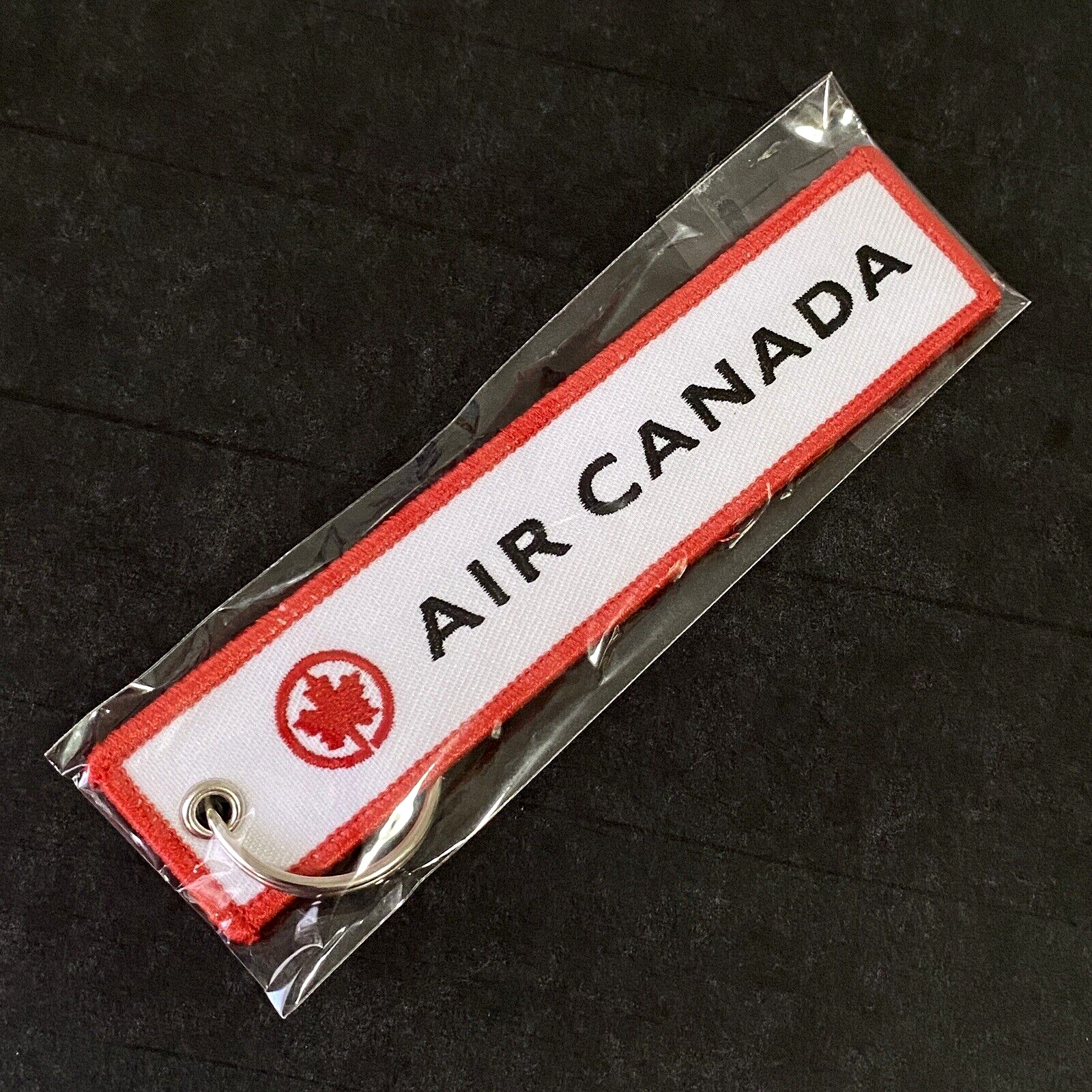 Air Canada Baggage Tag Flight Keychain Maple Leaf Key Ring Airplane Promo Crew n