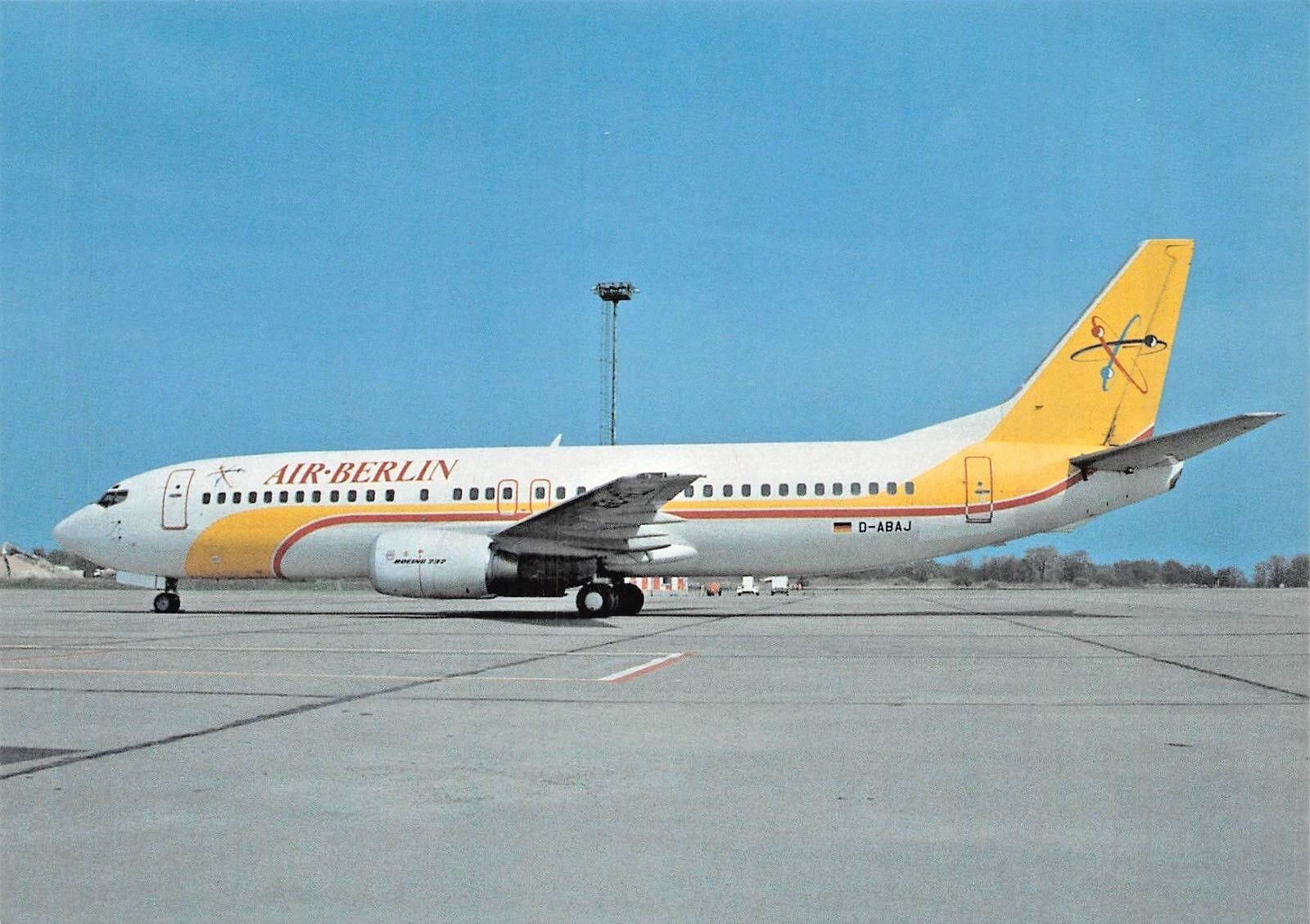 AIR-BERLIN Boeing 737-4YO D-ABAJ/EC-FLD c/n 25180 5/96  Airplane Postcard