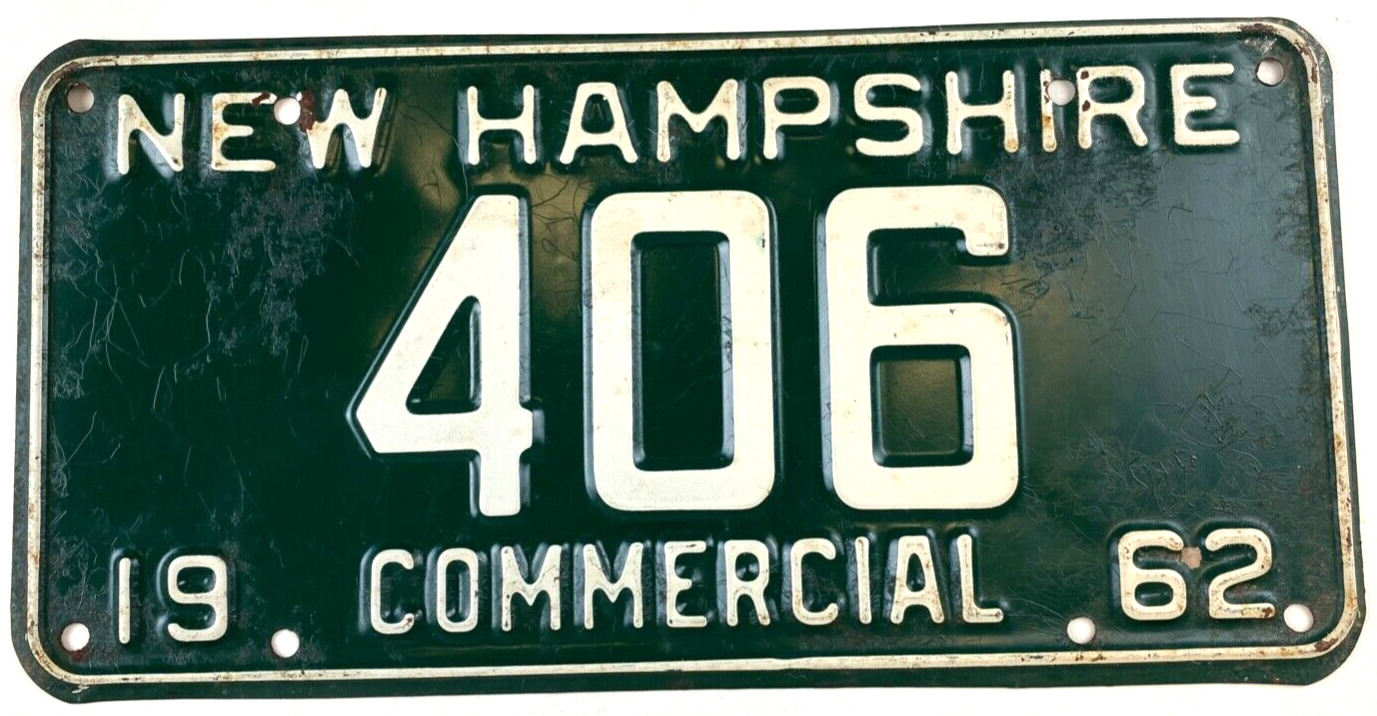 New Hampshire 1962 Commercial License Plate Vintage Garage Man Cave Collector