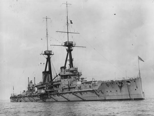The battleship the HMS \'Bellerophon\' at sea 1910 OLD PHOTO