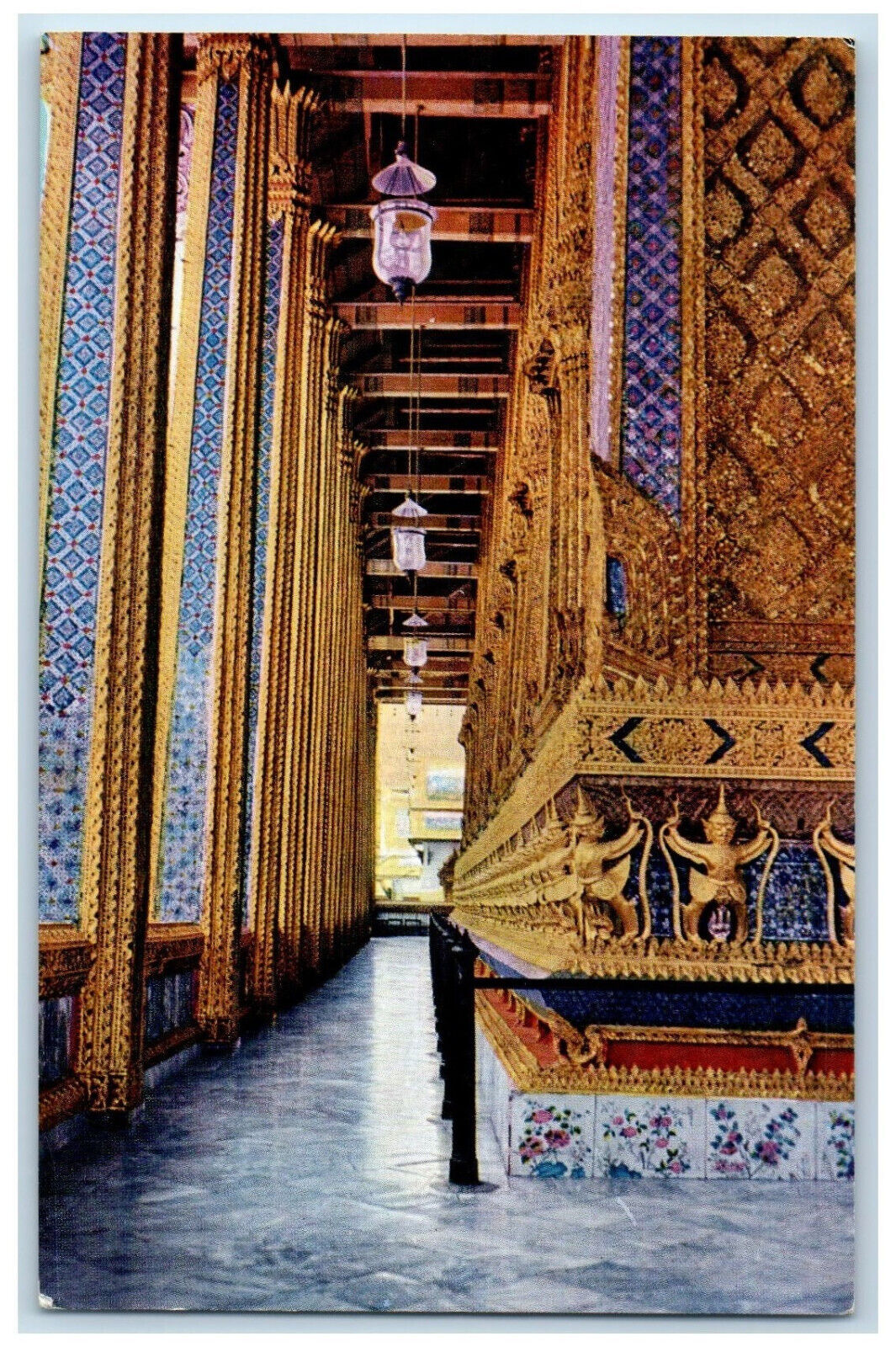c1960\'s Side View of the Temple of Emerald Buddha Bankok Air Mail Postcard
