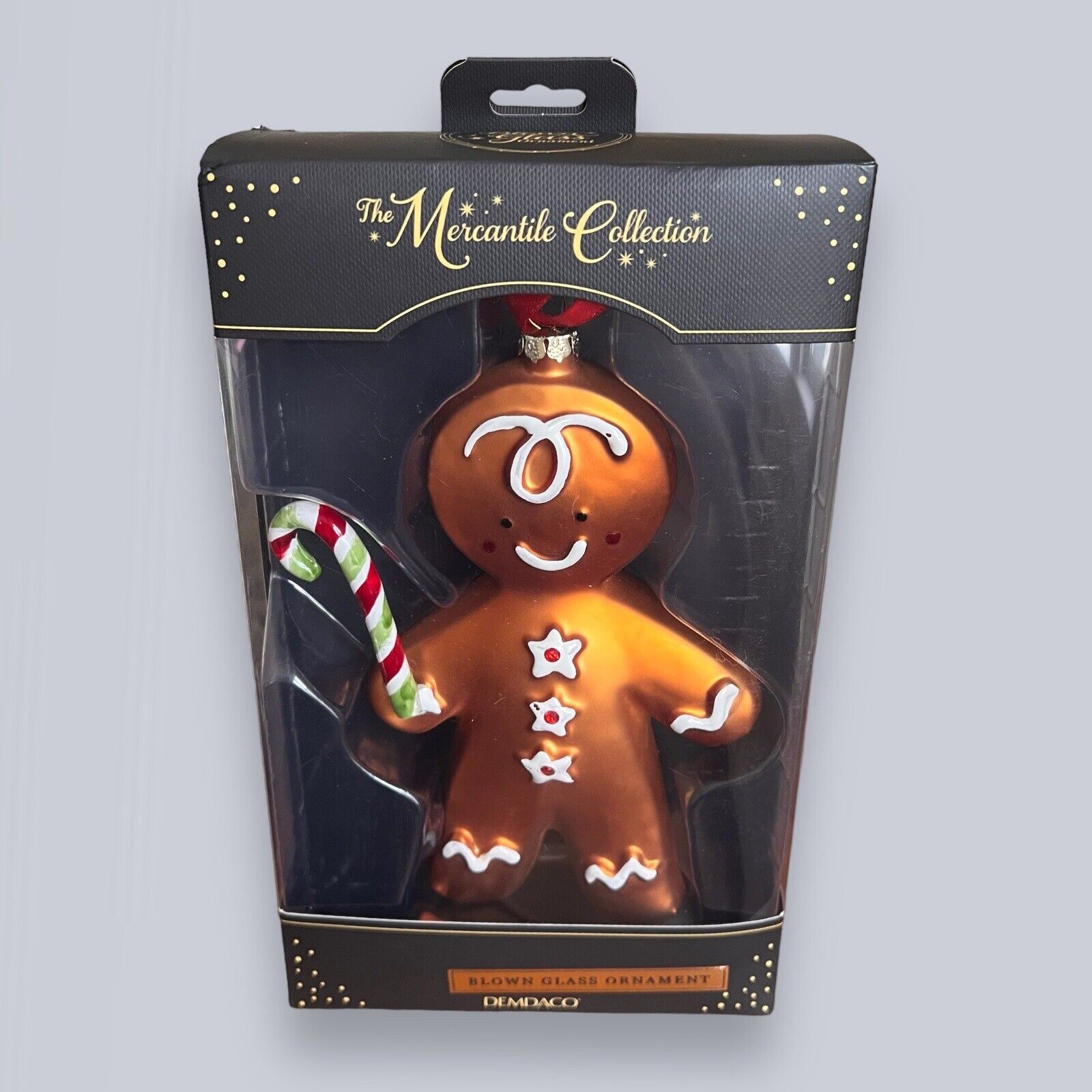 DEMDACO The Mercantile Collection Blown Glass Gingerbread Stocking Ornament