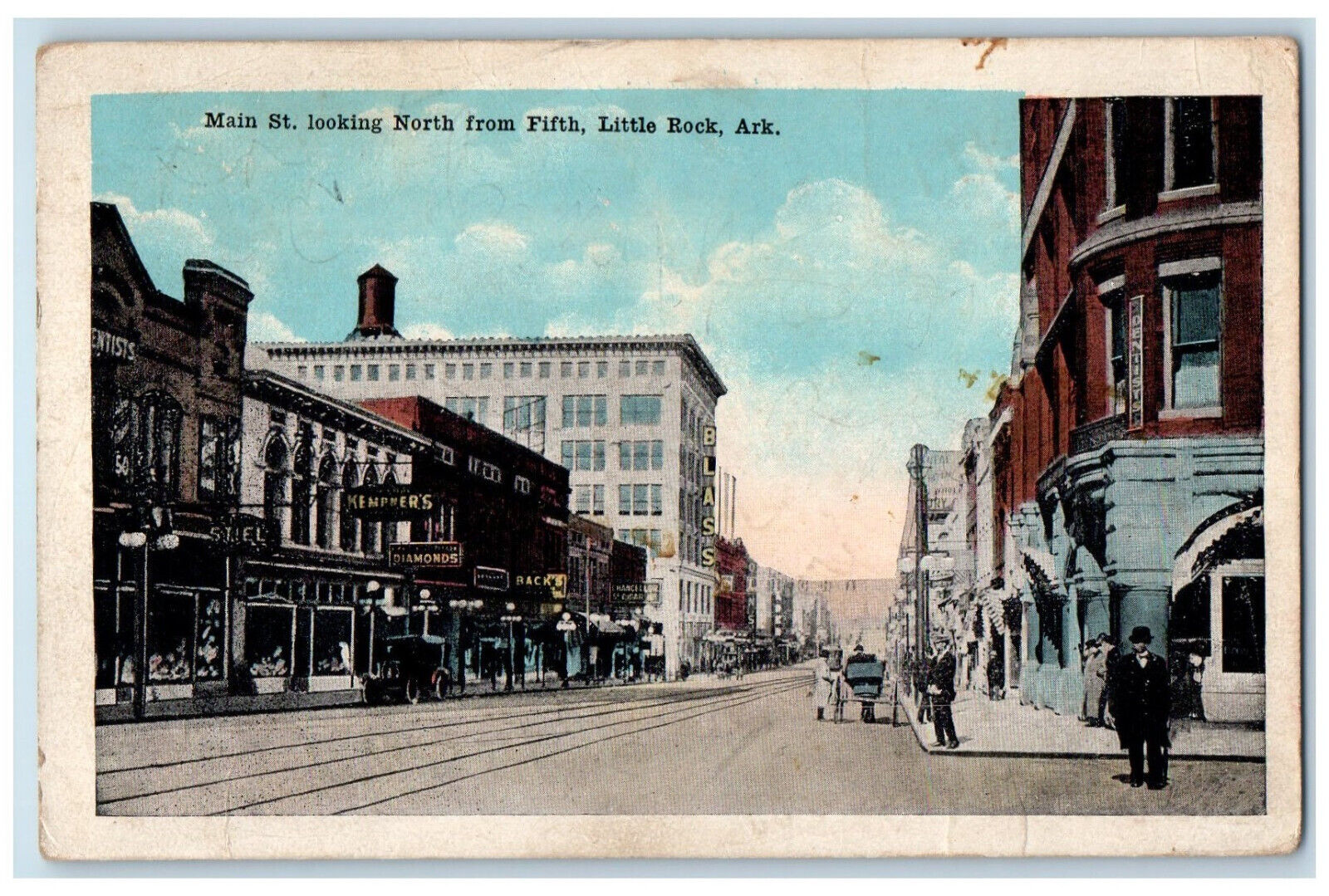 1919 Main Street North Fifth Little Rock Arkansas AR Memphis TN Antique Postcard