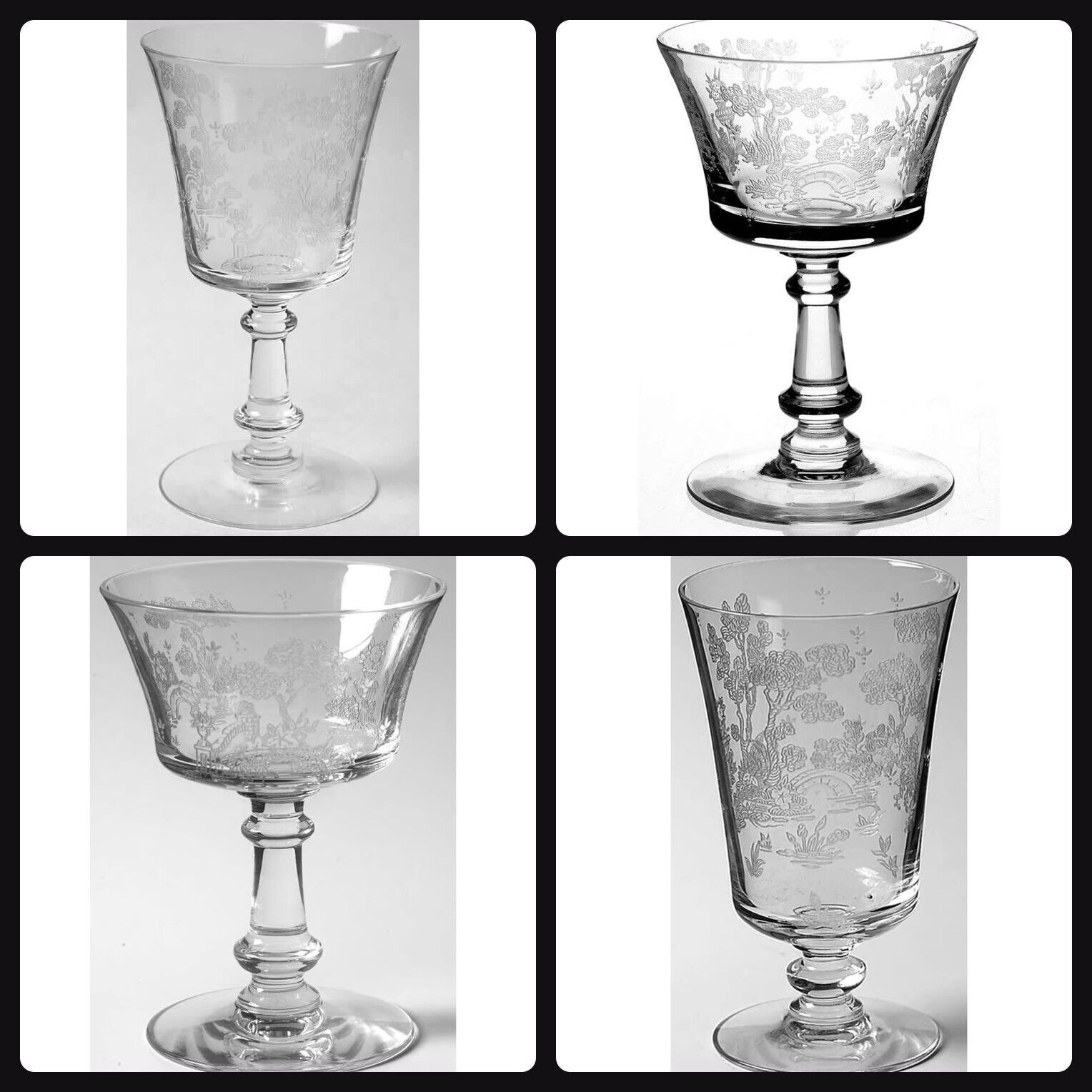 Fostoria Willow Crystal 23-Piece Set-Vintage Goblets, Tumblers, Cocktail Glasses
