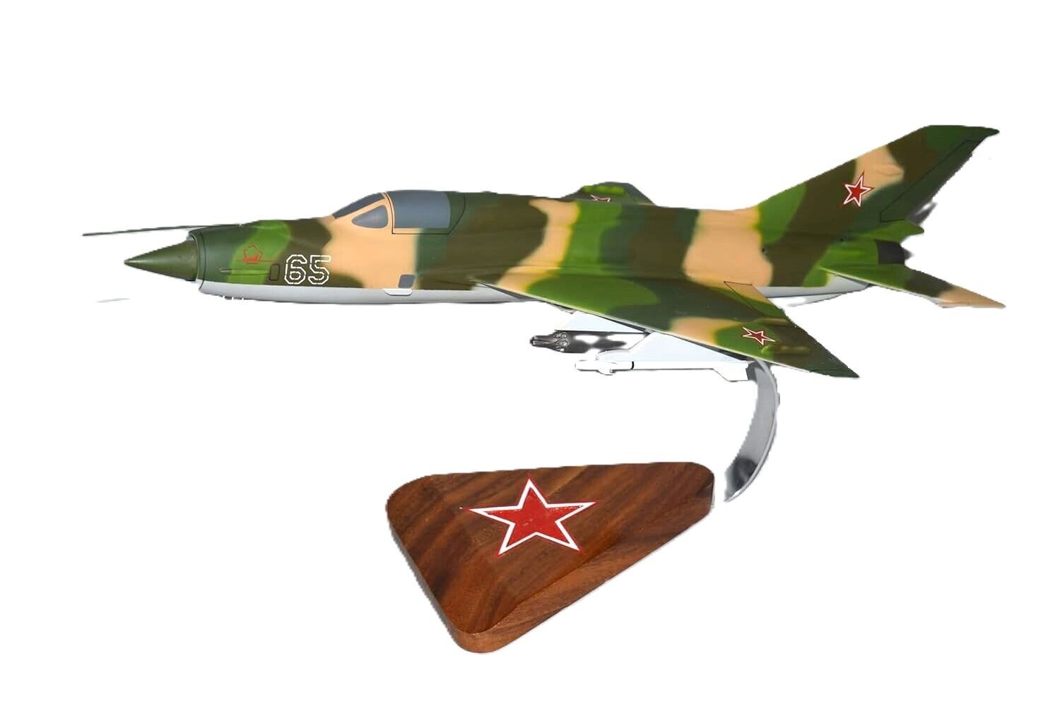 Russia Mikoyan-Gurevich MiG-21 Fishbed Camo Desk Display 1/32 Model SC Airplane