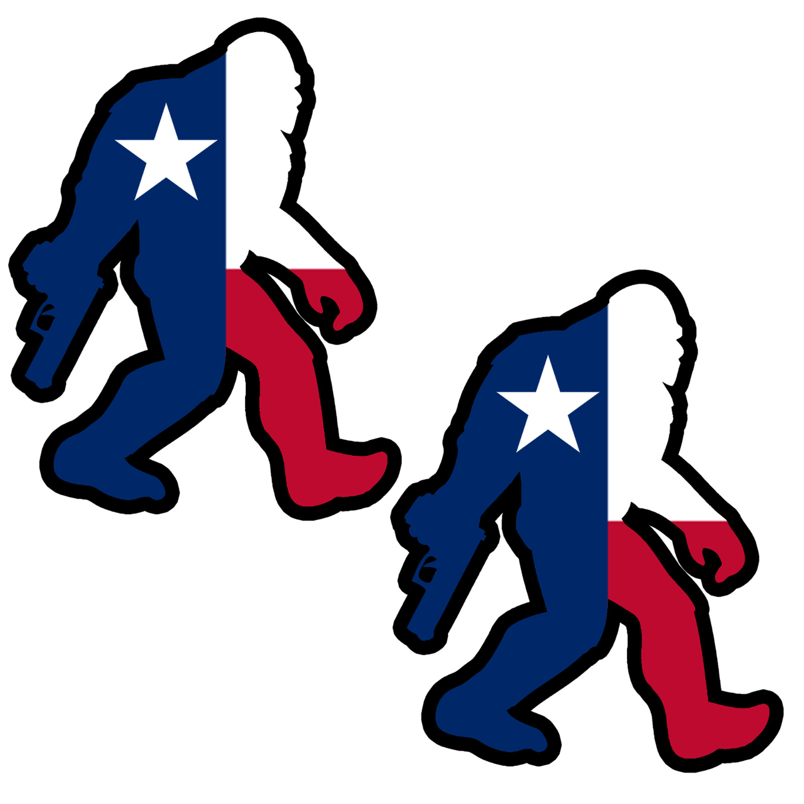 2x Bigfoot With Gun Texas Flag Stickers 5x3.5 Inch Bumper Decals Lone Star