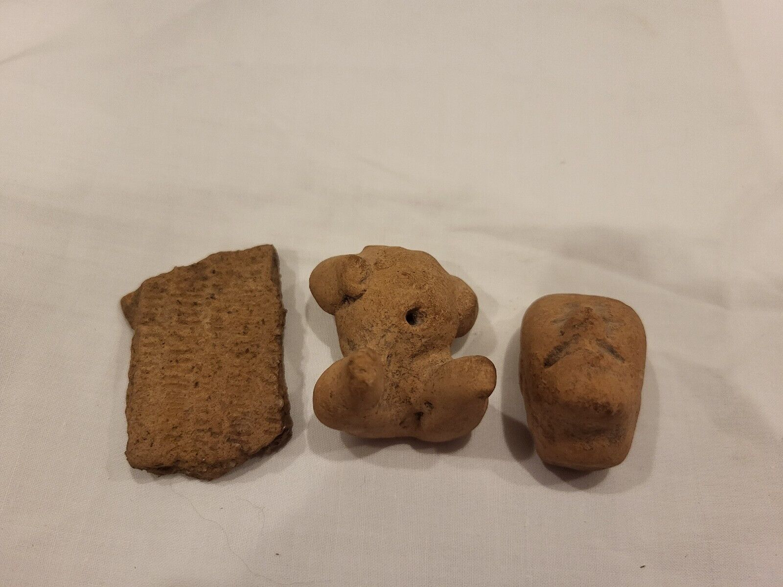 Ancient Terracotta Pottery Artifacts Head Body Shard 3 Pieces 
