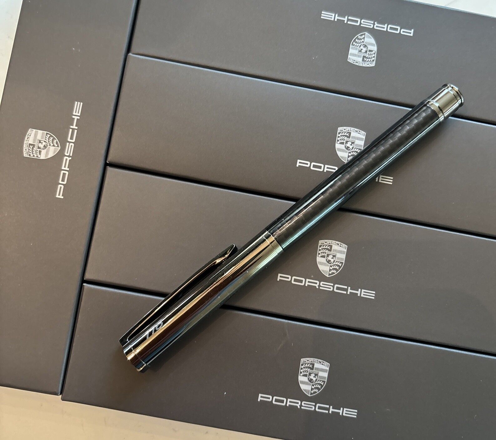 AWESOME Official Porsche 718 Launch Ballpoint Pen Carbon Fiber From Stuttgart