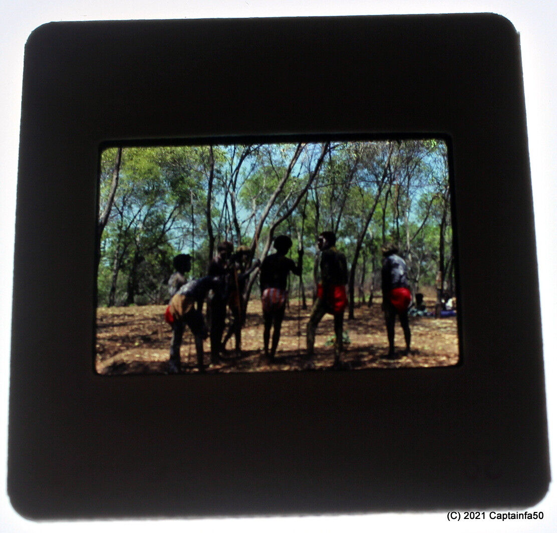1970s Outback Indigenous Australian Aboriginal Men Dancing 35mm Slide Photo #4