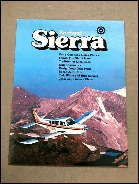 Beechcraft Sierra 200 Airplane Aircraft Vintage Brochure Catalog  1974