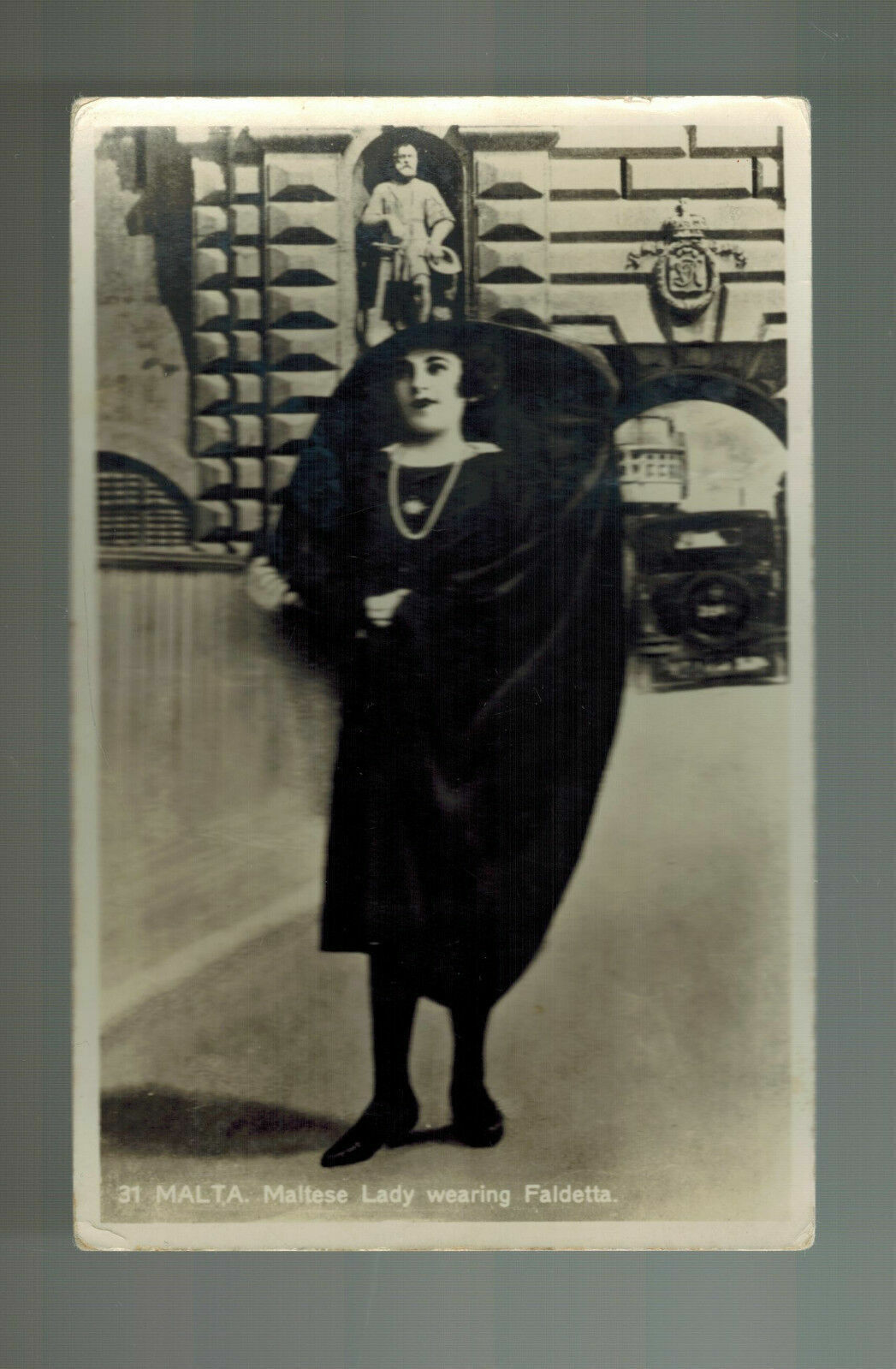 1935 Malta Real Picture Postcard cover tp Czechoslovakia Lady Wearing Faldetta