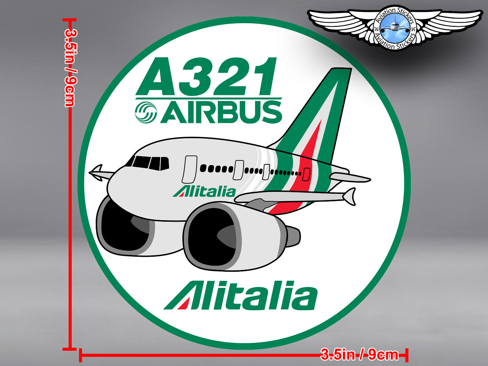 ALITALIA NEW LIVERY PUDGY AIRBUS A321 ROUND DECAL / STICKER