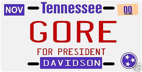 Al Gore for President 2000 Tennessee License plate