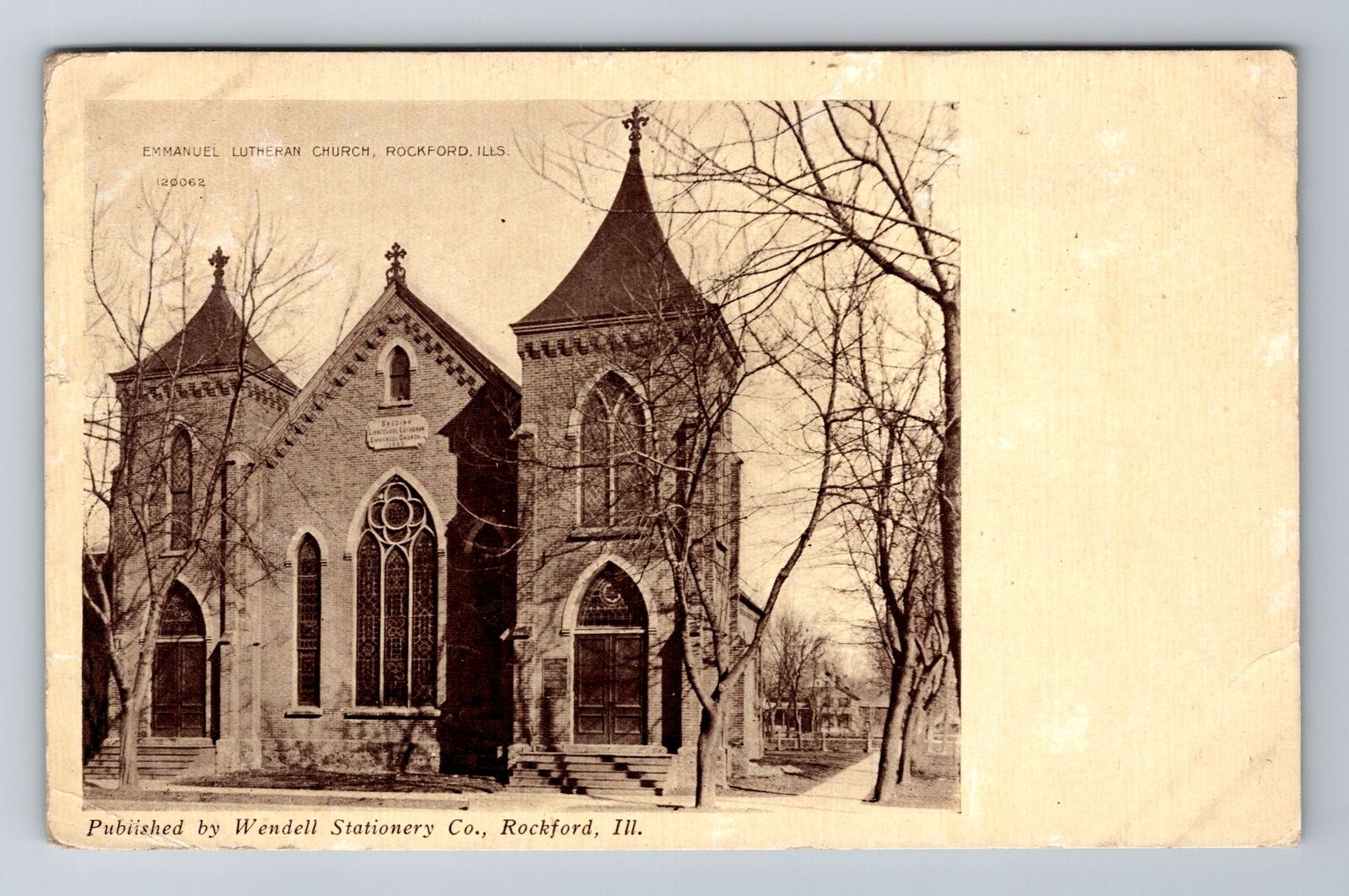 Rockford IL-Illinois, Emmanuel Lutheran Church, Antique Vintage Postcard