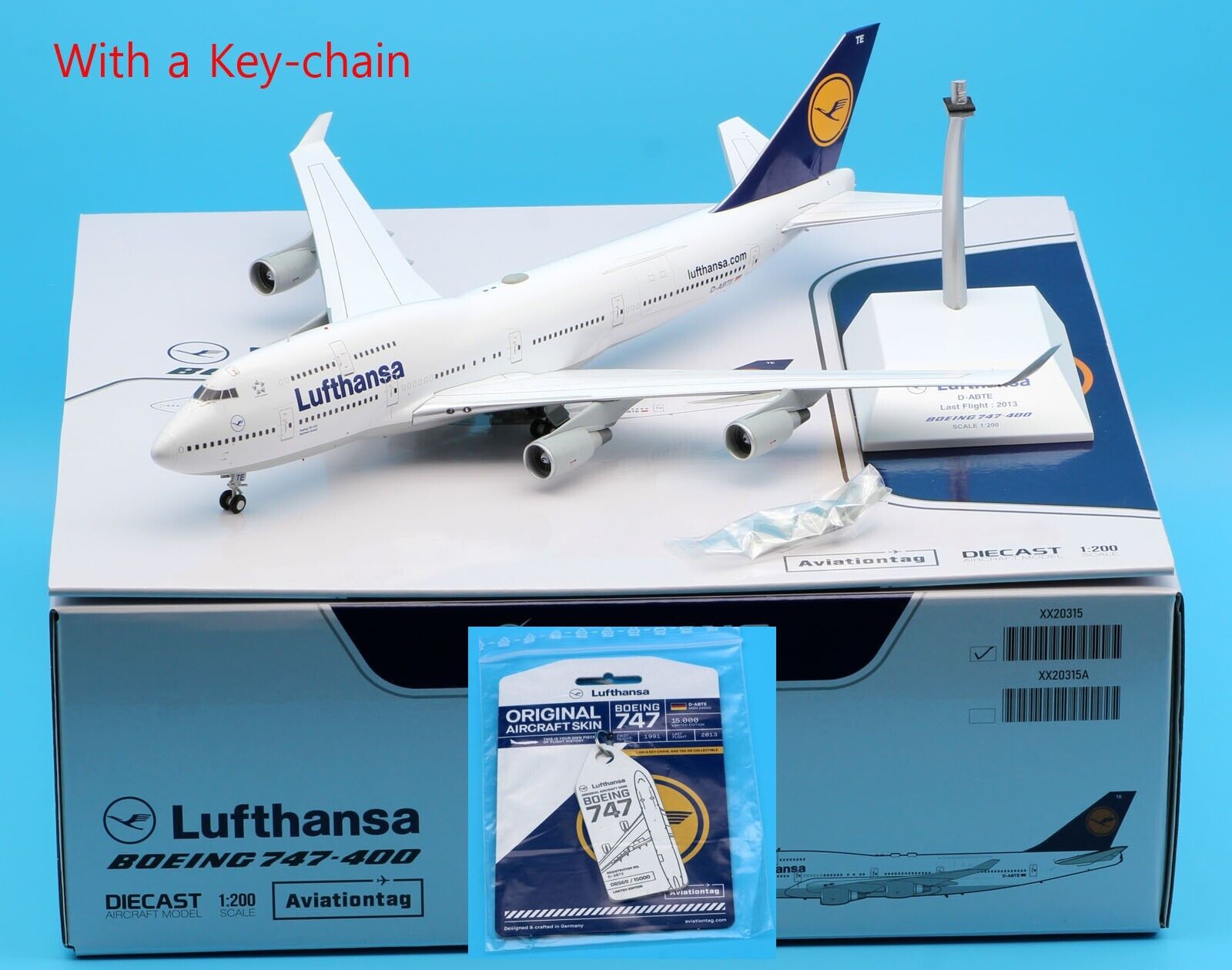 JC Wings 1:200 Lufthansa Airlines Boeing B747-400 Diecast Aircraft Model D-ABTE