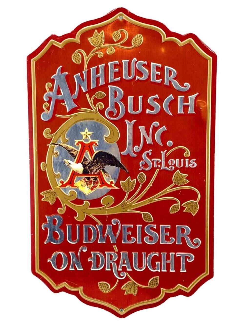 Rare 1972 Anheuser Busch Budweiser Metal Die Cut on Wood Sign
