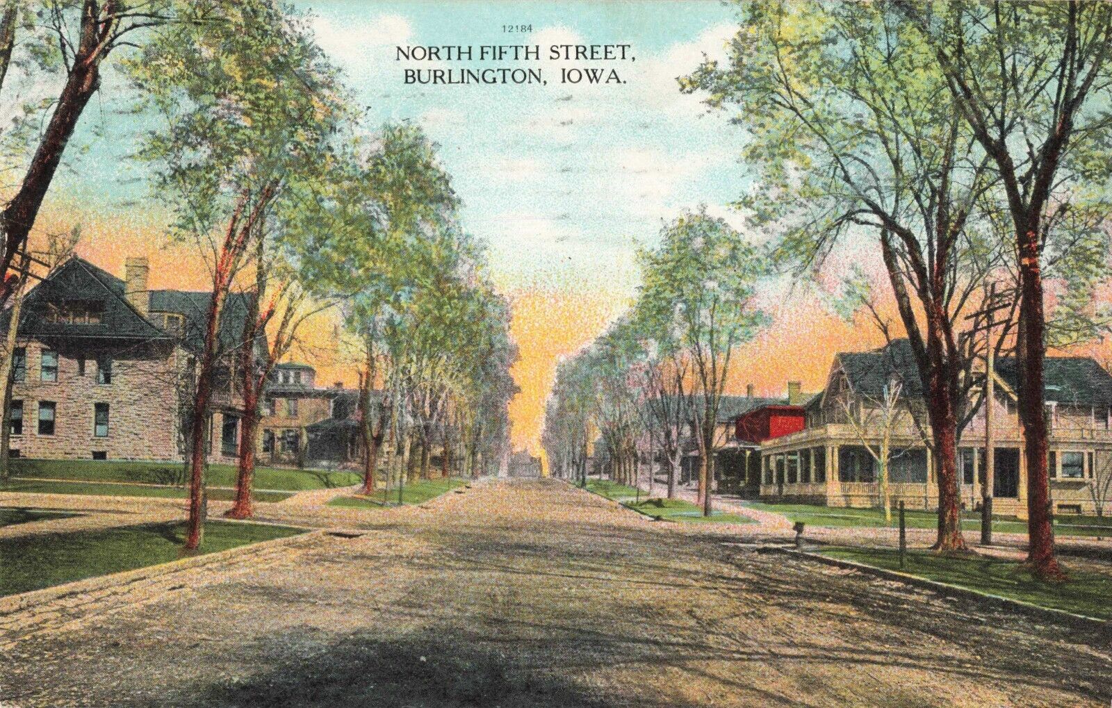 North Fifth Street Burlington Iowa IA 1909 Postcard