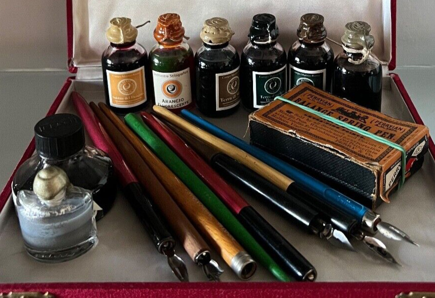 Pens Fountain Inkwell By Wood With Inks Seal Nibs 328 Pieces