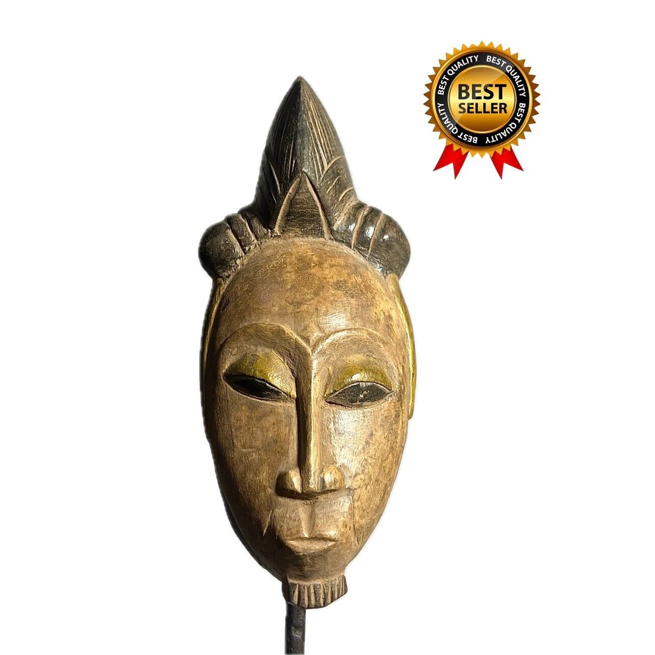 African Antique Wooden Baule Peoples Portrait Mask Wood Hand Carved -898