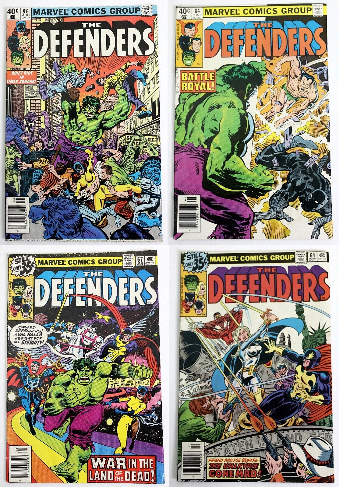 THE DEFENDERS 4 Marvel Comics #s 64, 67, 84 & 86 See Pics for condition