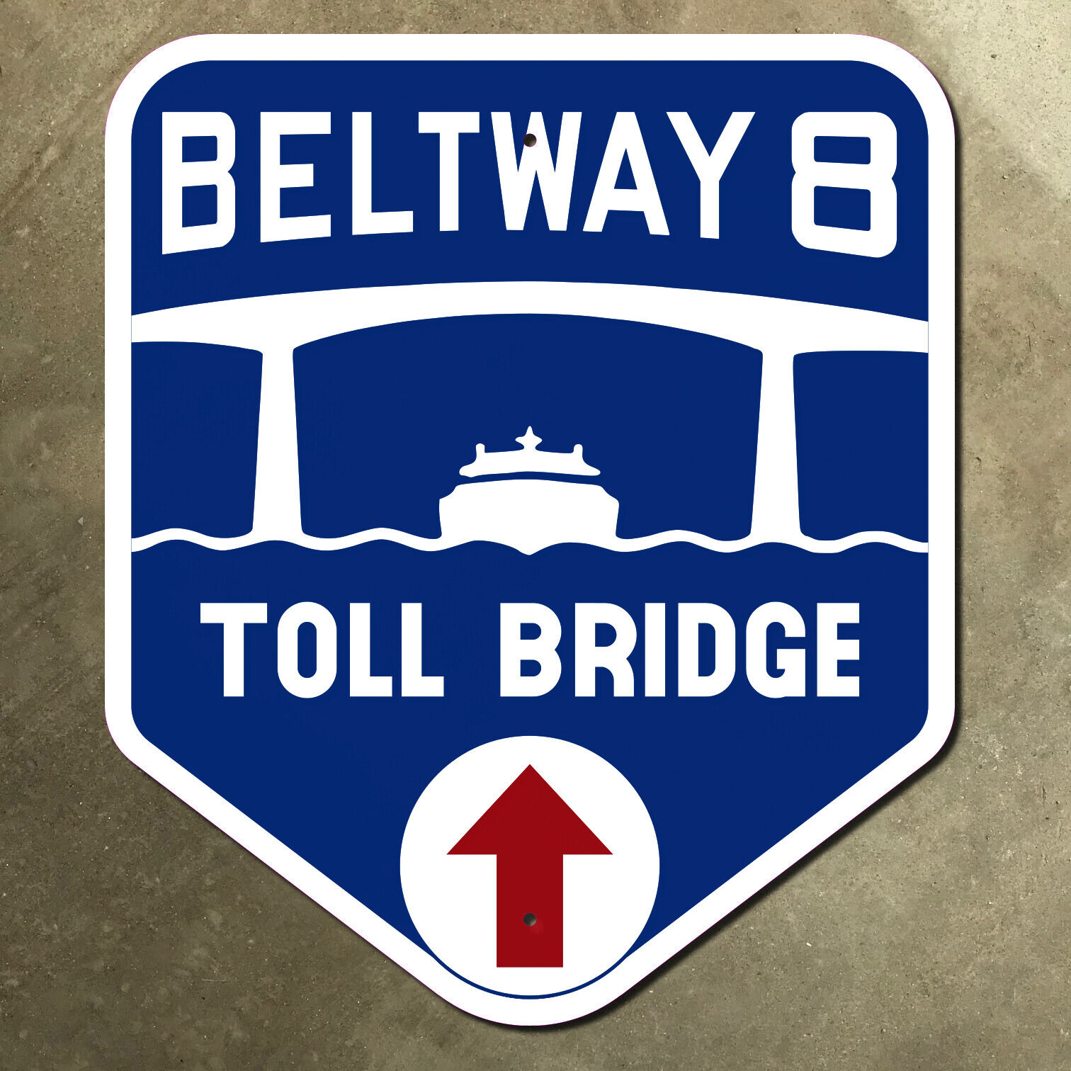 Texas Houston Ship Channel Bridge beltway 8 highway marker road sign 1982 18x21