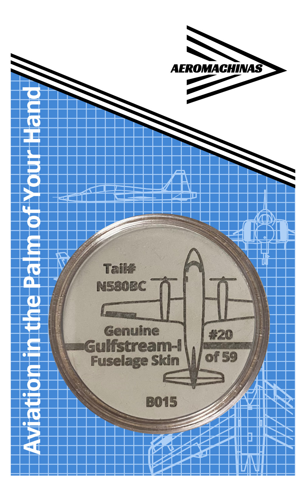 Gulfstream I (G-159) Tail # N580BC Fuselage Airplane Skin Challenge Coin