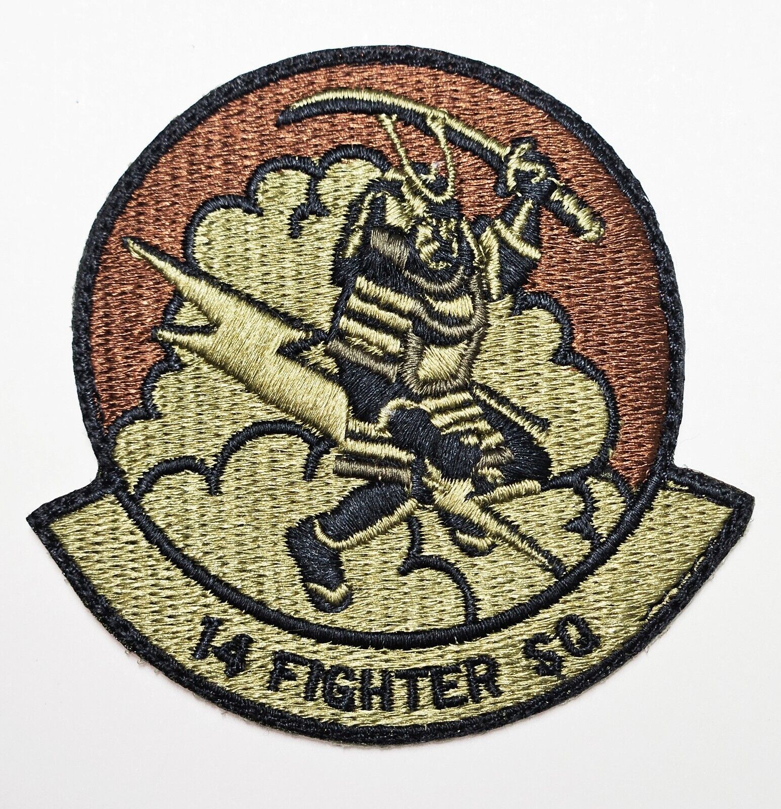 Air Force 14th Fighter Squadron Spice Brown Hook Back Patch