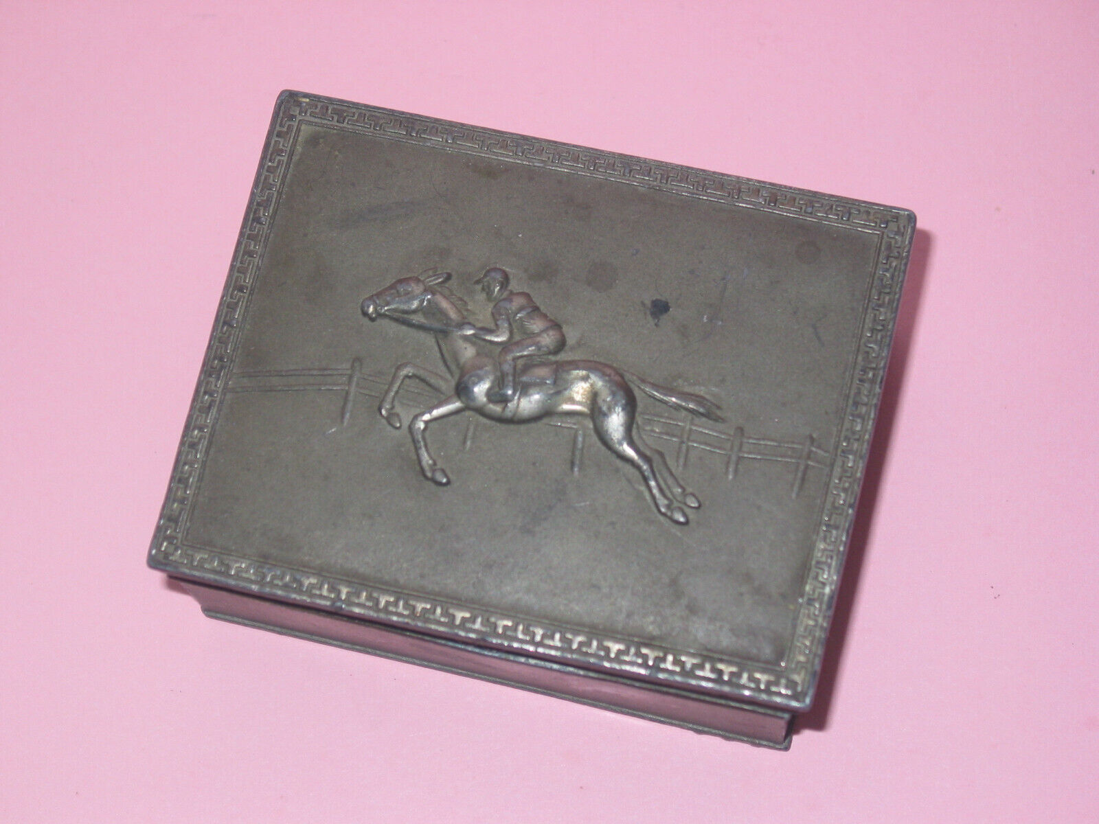 Vintage ASA Equestrian Horse & Jockey Metal Box ~ 1930\'s ~ No Wood Inside