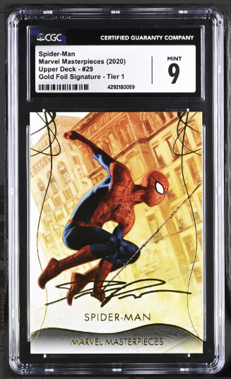 2020 Marvel Masterpieces Gold Foil Signature Spider-Man #29, CGC Graded 9 Mint
