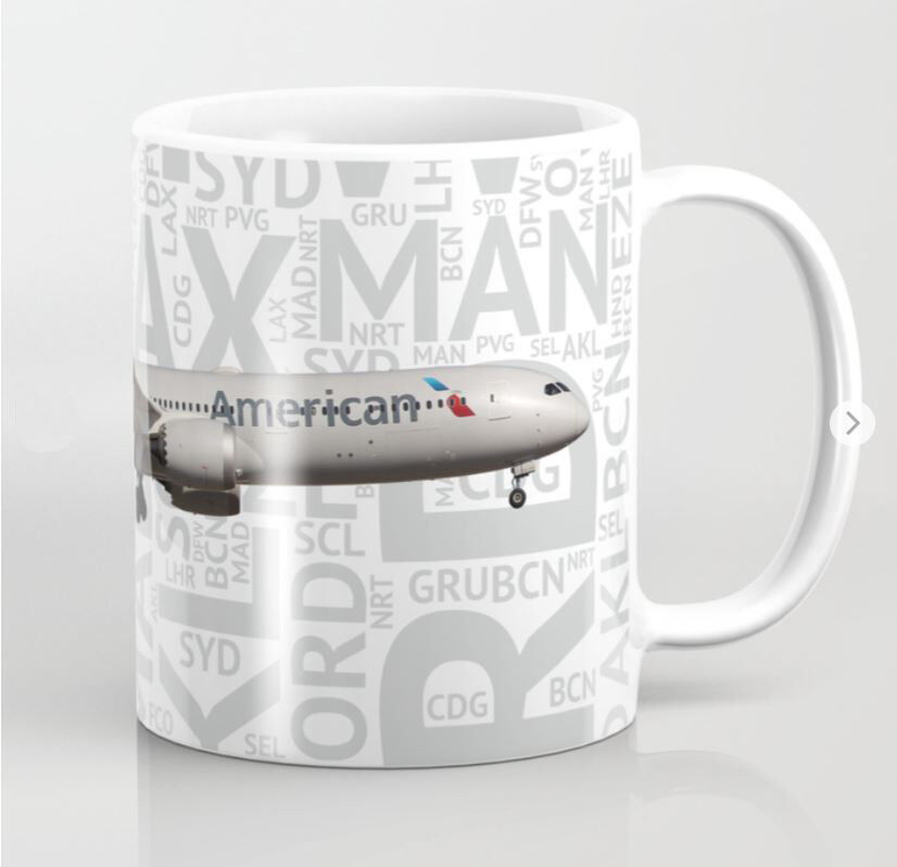 American Airlines Boeing 787 with Airport Codes - Coffee Mug (11oz)