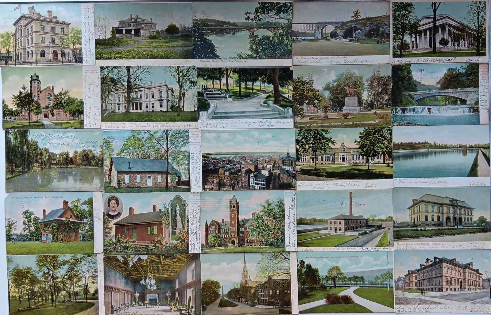 25 Antique Vintage 1900s Pennsylvania Postcards: Philadelphia, Harrisburg Lot 62