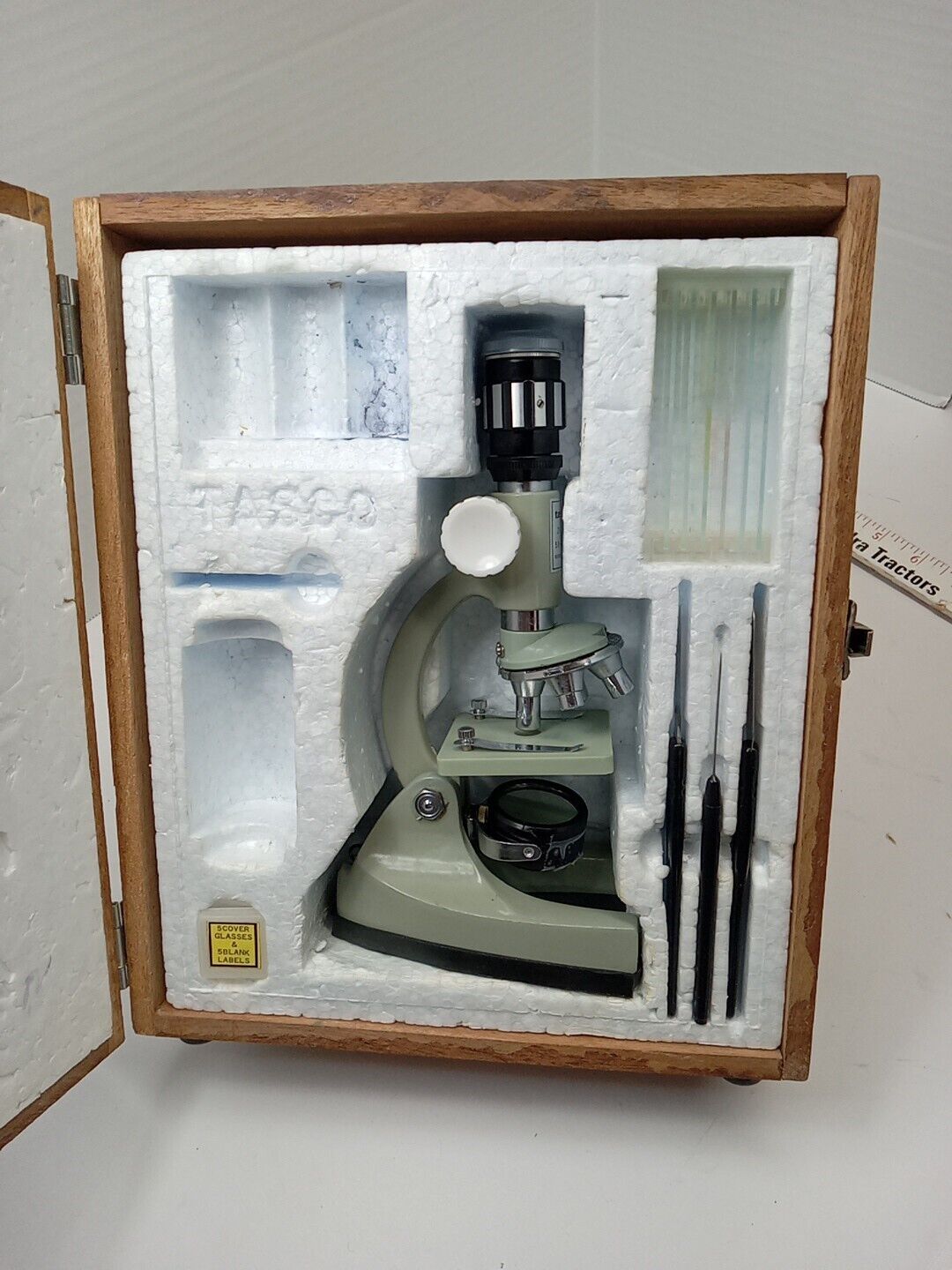Vintage Tasco Deluxe Microscope 750x & Original Wood Box