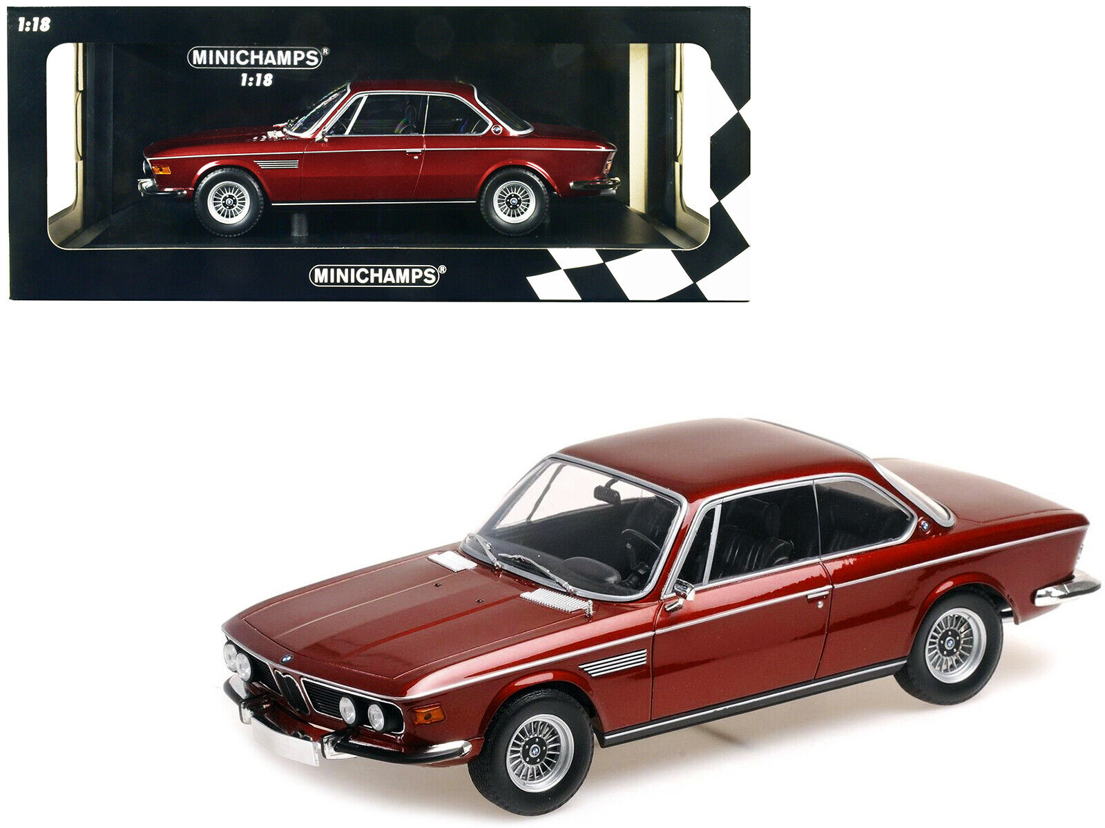 1971 BMW 3.0 CSi Red Metallic Limited Edition to 504 pieces Worldwide 1/18
