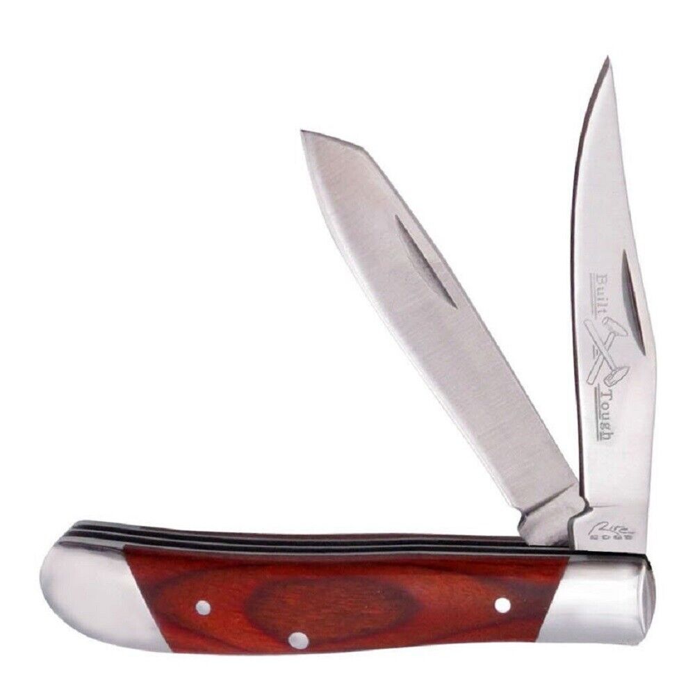 2 Blade Trapper Folding Pocket Knife Wood Handles - Rite Edge RE5027